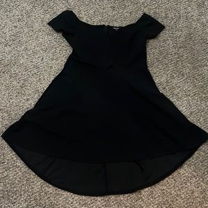 Black off the shoulder high & low dress with a cute small cut out in front